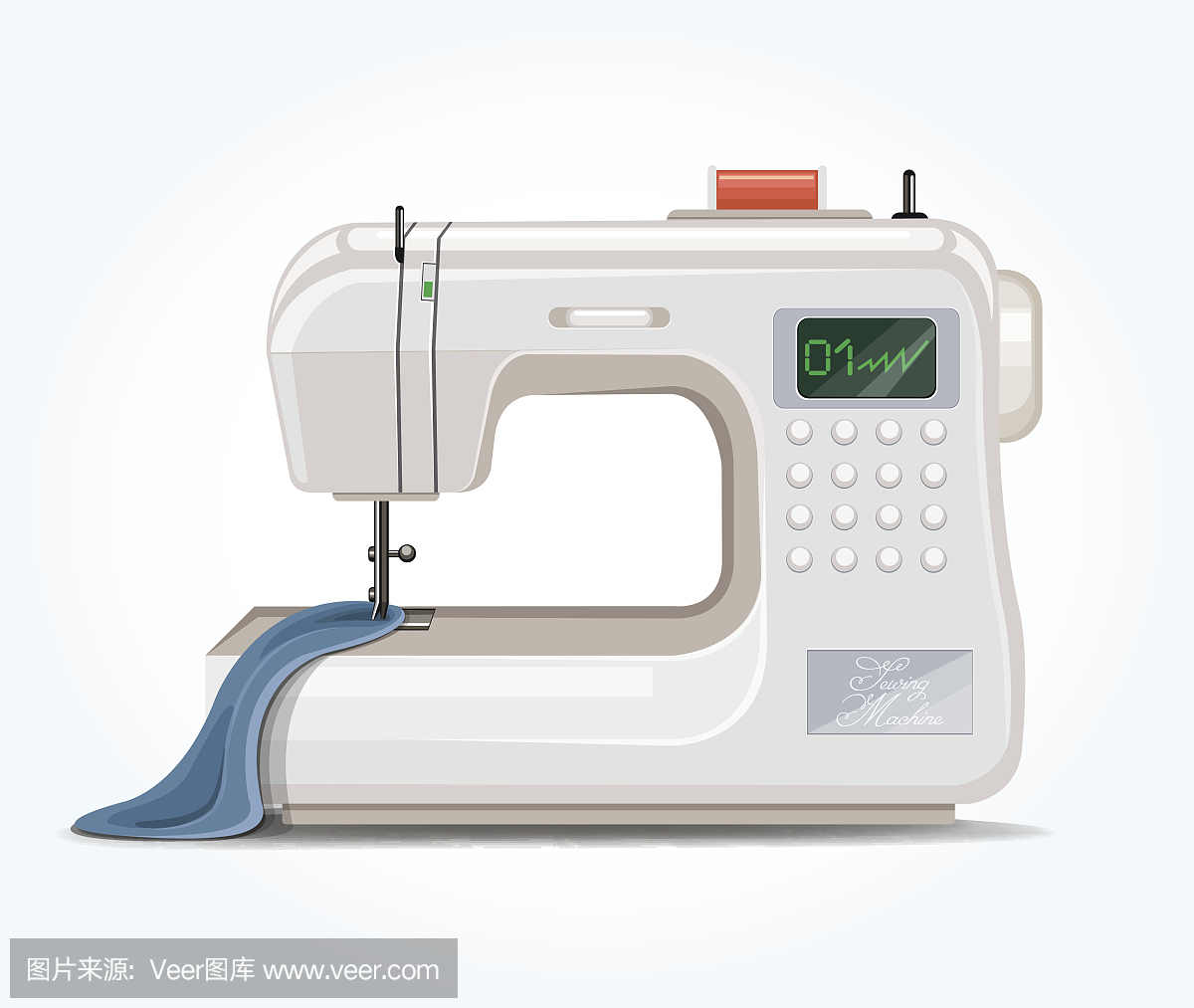 缝纫机。矢量平面插图